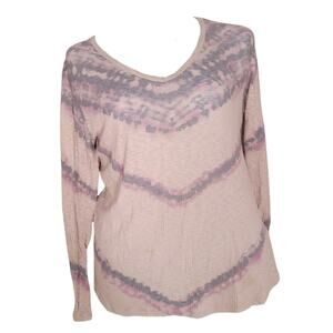 Tru Self pink tie dye ribbed mesh long sleeve top size large